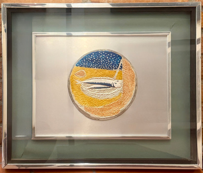Giuseppe Migneco - 'Pescata di sarde' - multiplo su argento 123/200 -  1980 ca