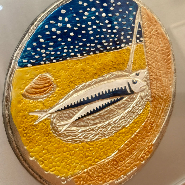Giuseppe Migneco - 'Pescata di sarde' - multiplo su argento 123/200 -  1980 ca
