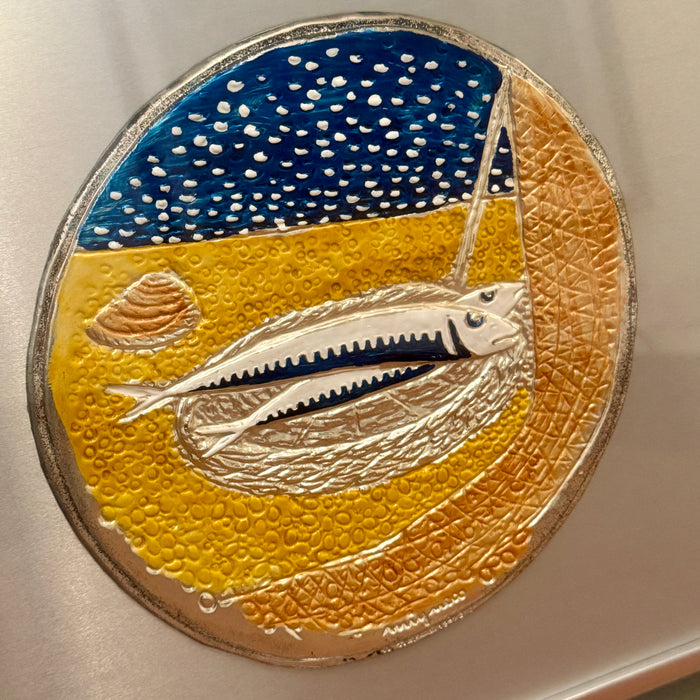 Giuseppe Migneco - 'Pescata di sarde' - multiplo su argento 123/200 -  1980 ca