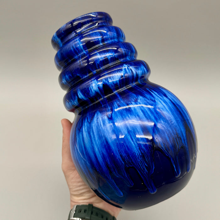 Vaso portafiori ceramica smaltata blu ref. 269-22 West Germany 1970 ca