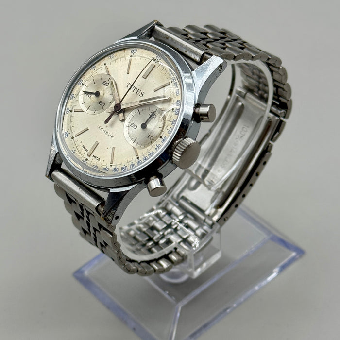 Titus 8260 orologio chrono cromo acciaio meccanico Landeron 248 Swiss 1960 ca