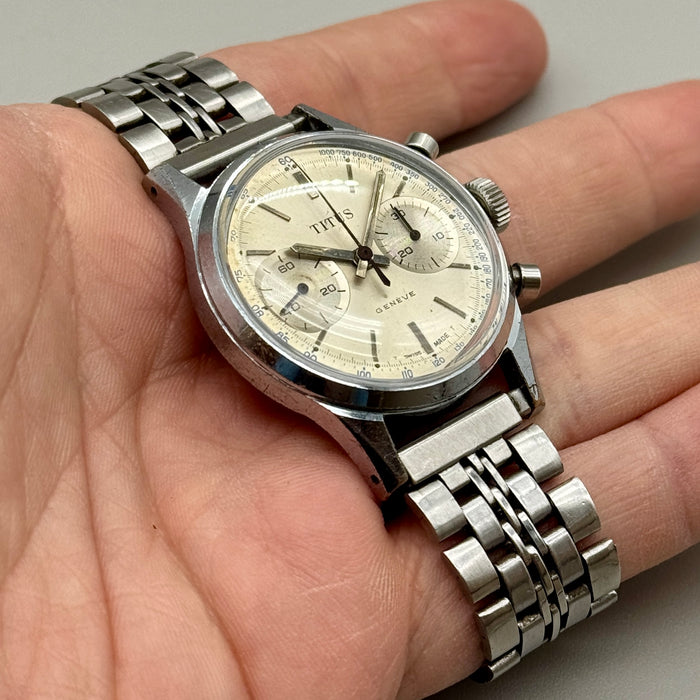Titus 8260 orologio chrono cromo acciaio meccanico Landeron 248 Swiss 1960 ca