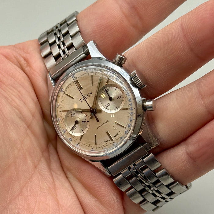 Titus 8260 orologio chrono cromo acciaio meccanico Landeron 248 Swiss 1960 ca