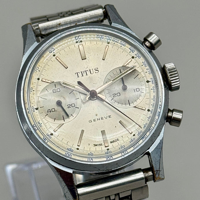 Titus 8260 orologio chrono cromo acciaio meccanico Landeron 248 Swiss 1960 ca