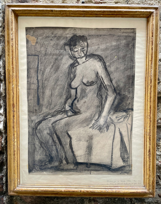Mario Sironi – “Figura femminile seduta" – tecnica mista su carta – 1927