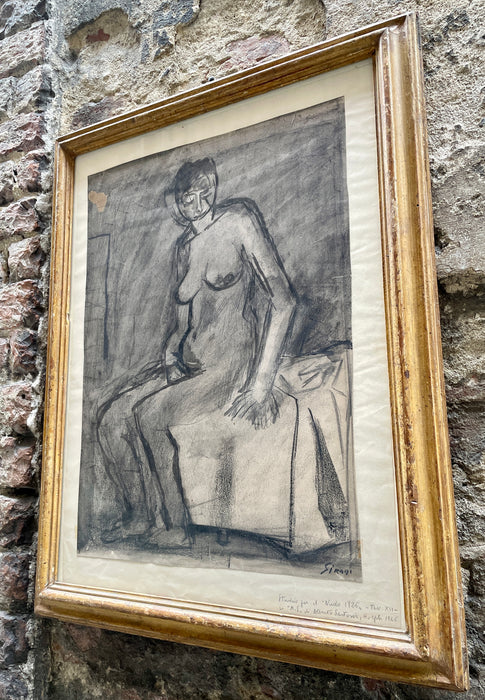 Mario Sironi – “Figura femminile seduta" – tecnica mista su carta – 1927