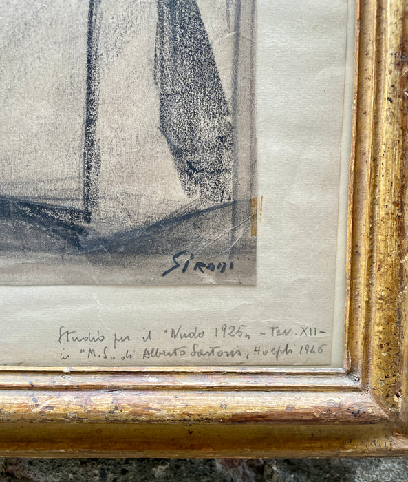 Mario Sironi – “Figura femminile seduta" – tecnica mista su carta – 1927