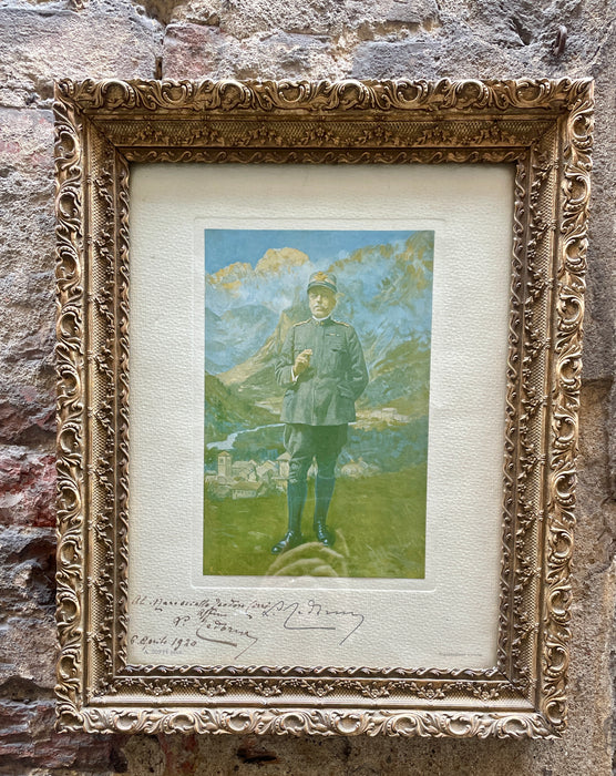 Stampa d'epoca in cornice Luigi Cadorna con dedica ed autografo 1920