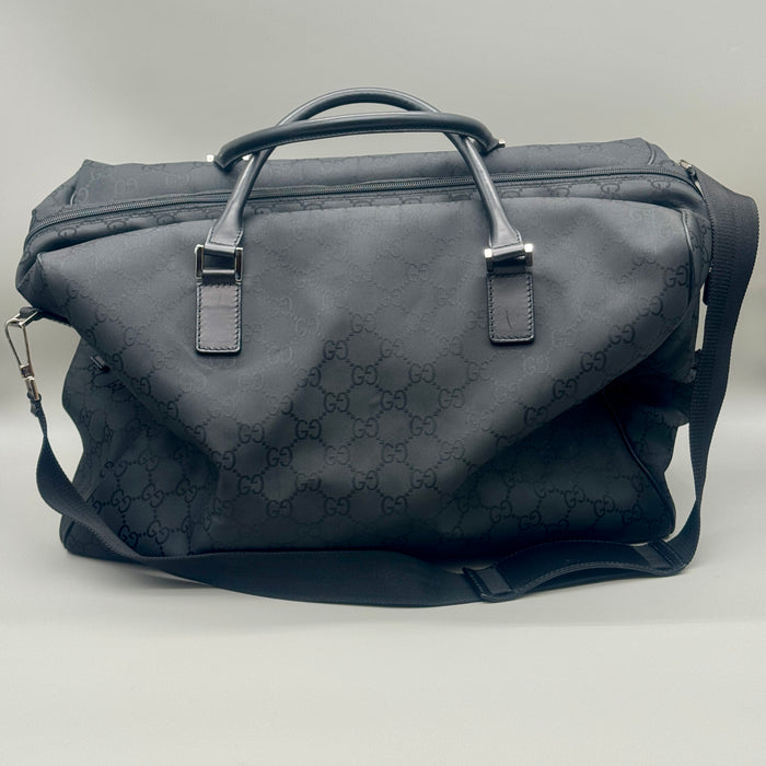 Gucci borsa borsone tracolla da viaggio tela monogram GG nera 2010 ca