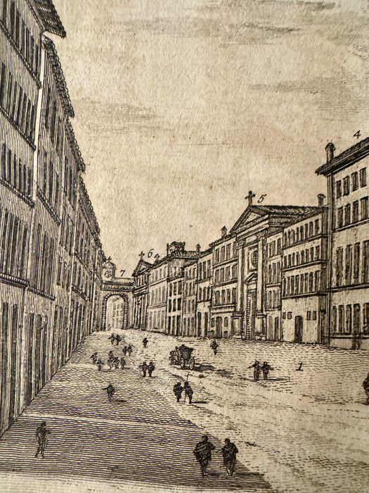 Jean Barbault - "Veduta del Palazzo Sacchetti in Roma" - incisione acquaforte su carta - 1762