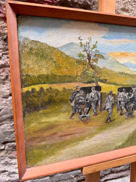 Anonimo – “Vittorio Emanuele III Soldato fra i Soldati – Trentino” – olio su tela – 1918 ca