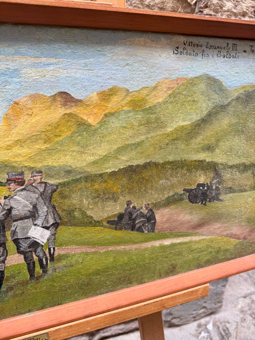 Anonimo – “Vittorio Emanuele III Soldato fra i Soldati – Trentino” – olio su tela – 1918 ca