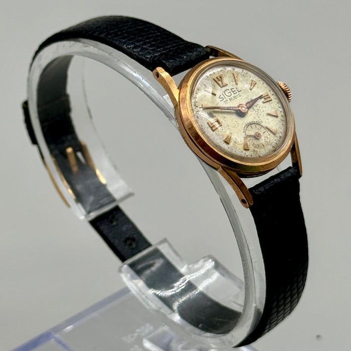 Sigel 17 rubis antimagnetic orologio dorato meccanico 22 mm Swiss 1950 ca