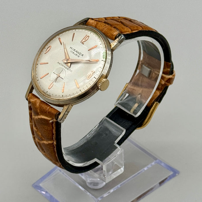 Miranda 17 rubis orologio da polso dorato 34 mm Swiss 1970 ca