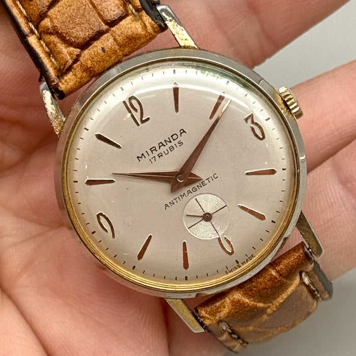 Miranda 17 rubis orologio da polso dorato 34 mm Swiss 1970 ca
