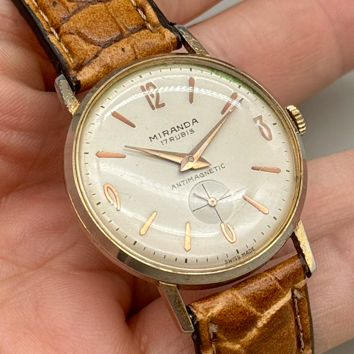 Miranda 17 rubis orologio da polso dorato 34 mm Swiss 1970 ca