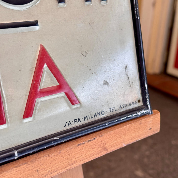 Insegna INA Istituto Nazionale Assicurazioni Agenzia latta litografata Sa-Pa Milano ventennio 1930 ca
