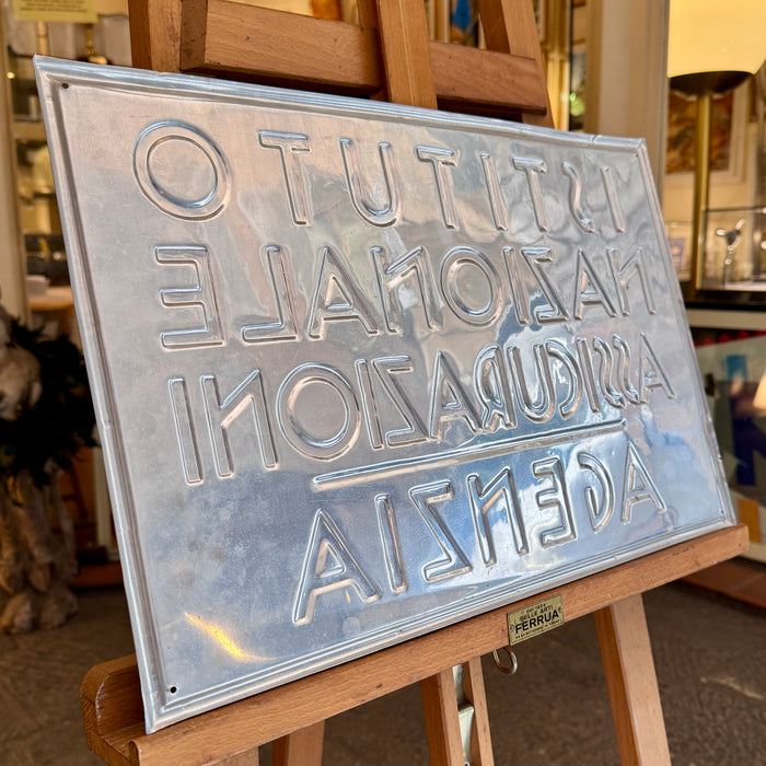 Insegna INA Istituto Nazionale Assicurazioni Agenzia latta litografata Sa-Pa Milano ventennio 1930 ca