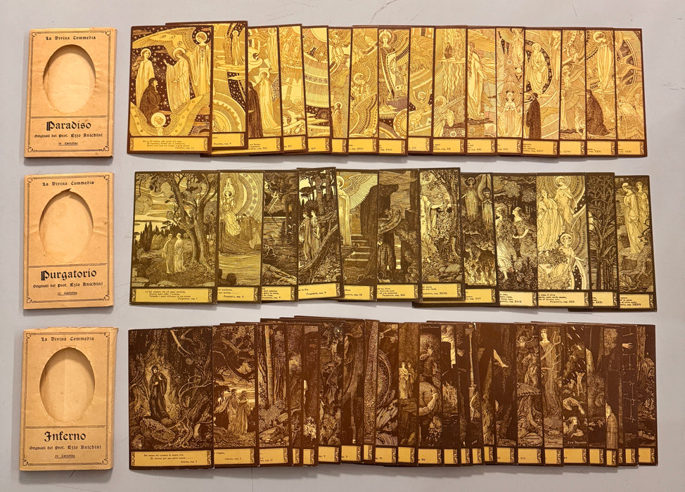 Ezio Anichini "La Divina Commedia" serie completa 52 cartoline Giusti Firenze 1920 ca