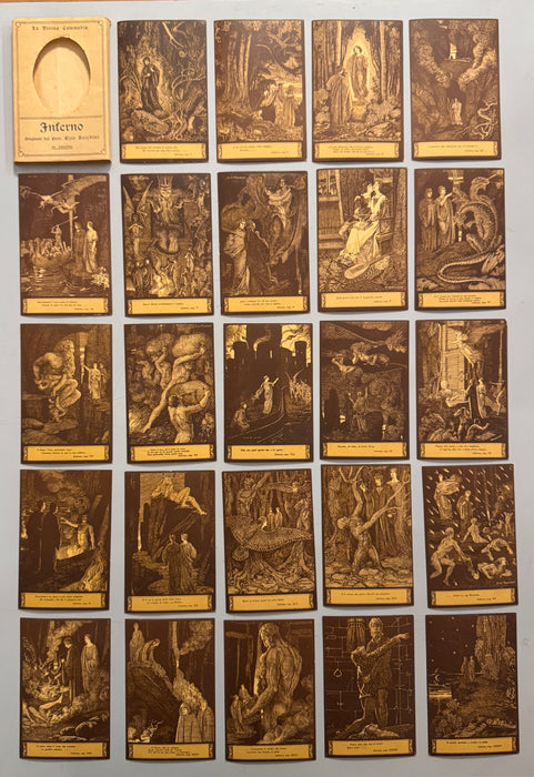 Ezio Anichini "La Divina Commedia" serie completa 52 cartoline Giusti Firenze 1920 ca