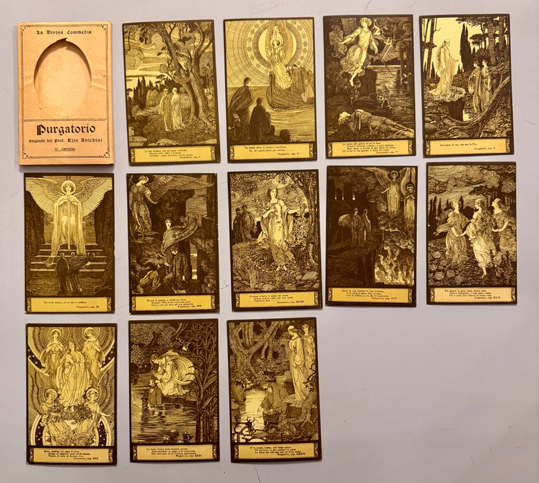 Ezio Anichini "La Divina Commedia" serie completa 52 cartoline Giusti Firenze 1920 ca