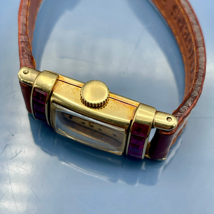 Tiffany & Co. orologio meccanico C.H. Meylan oro 14kt e rubini 16 mm 1930 ca