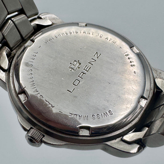 Lorenz ref. 18448 orologio quarzo acciaio 36 mm Swiss 2000 ca