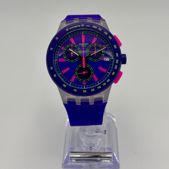 Swatch Purp-Lol ref. Susk400 orologio chrono quarzo 42 mm Swiss 2010 ca