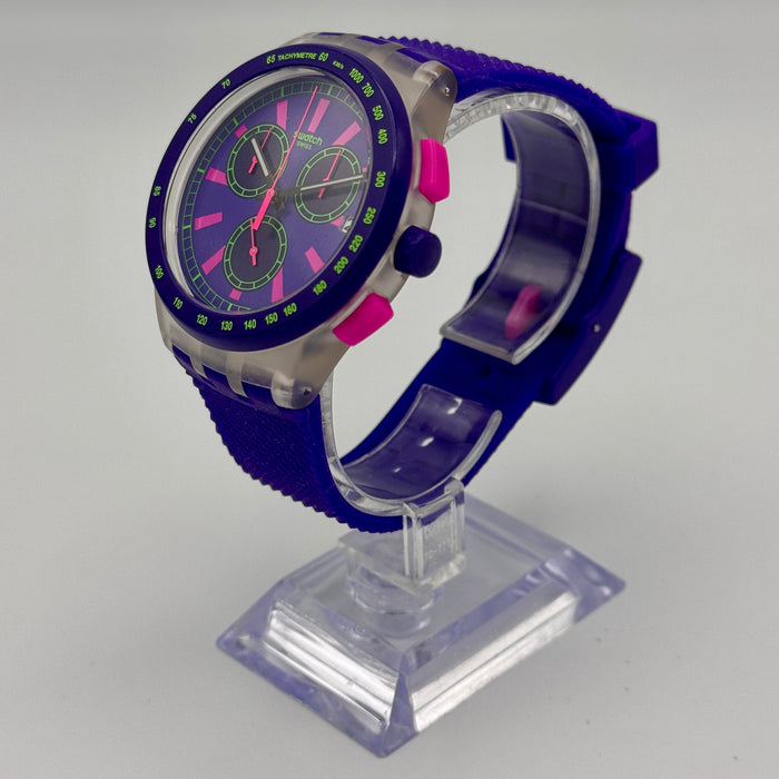 Swatch Purp-Lol ref. Susk400 orologio chrono quarzo 42 mm Swiss 2010 ca