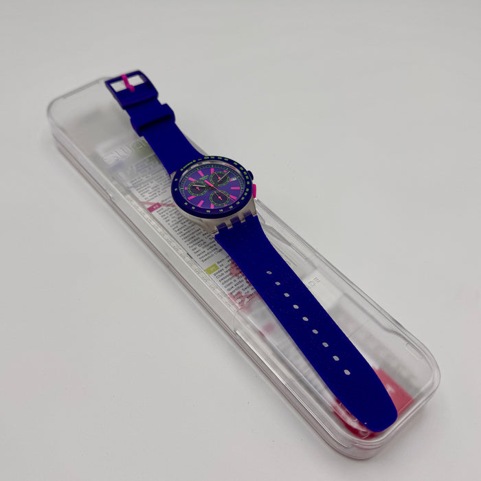 Swatch Purp-Lol ref. Susk400 orologio chrono quarzo 42 mm Swiss 2010 ca