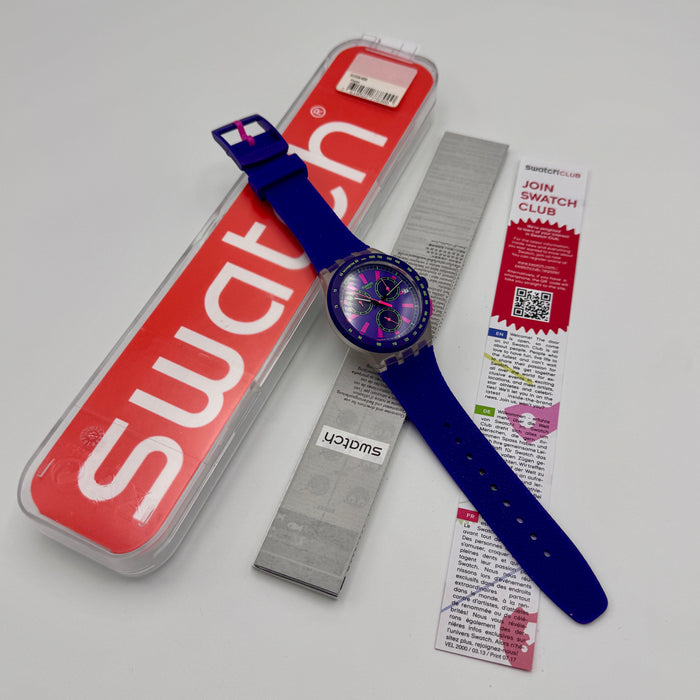 Swatch Purp-Lol ref. Susk400 orologio chrono quarzo 42 mm Swiss 2010 ca