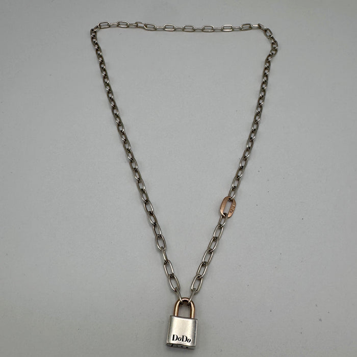 Dodo collana mod. Lucchetto argento & oro rosa con scatola 2020 ca