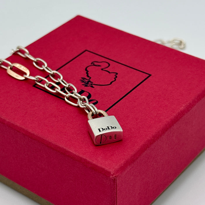 Dodo collana mod. Lucchetto argento & oro rosa con scatola 2020 ca