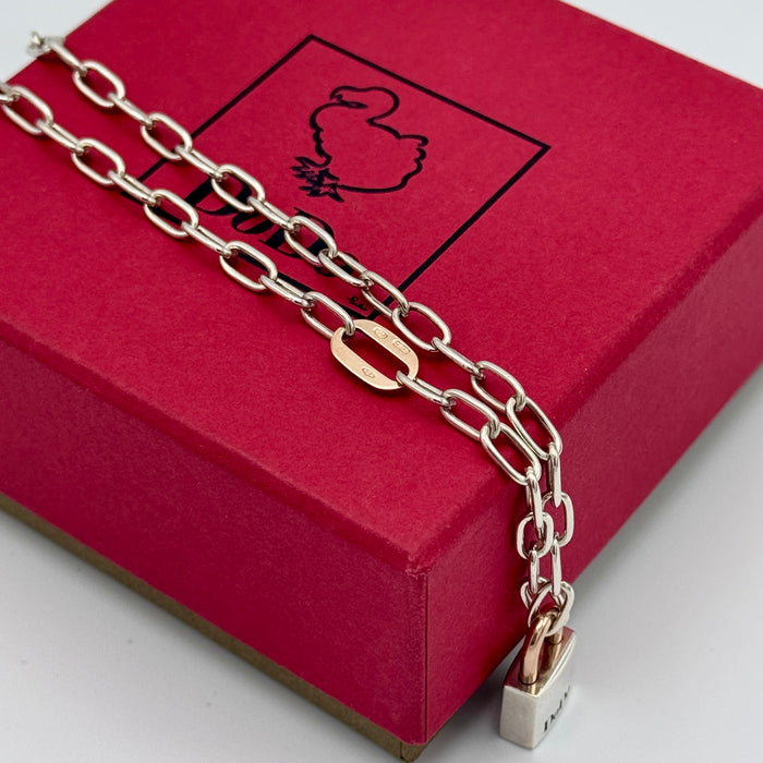 Dodo collana mod. Lucchetto argento & oro rosa con scatola 2020 ca