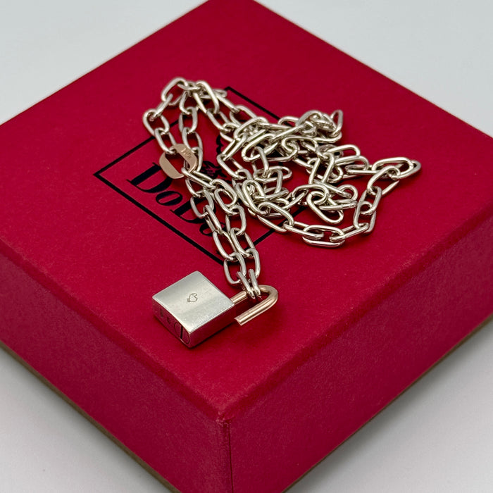 Dodo collana mod. Lucchetto argento & oro rosa con scatola 2020 ca