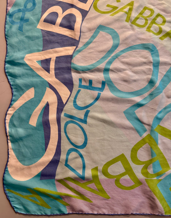 Dolce & Gabbana foulard sciarpa in seta multicolore azzurro 2000 ca