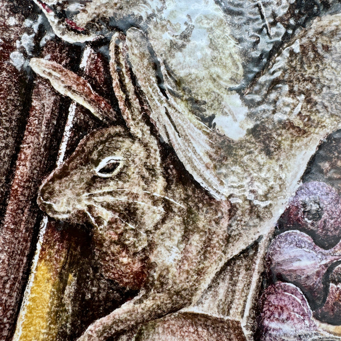 Piatto ceramica coniglio cacciagione decorato Ceramiche Santa Caterina Siena 1960 ca