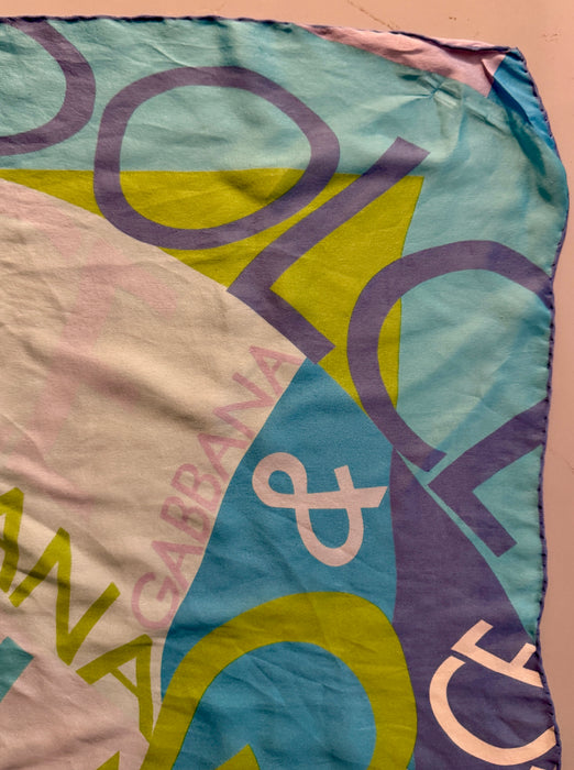 Dolce & Gabbana foulard sciarpa in seta multicolore azzurro 2000 ca