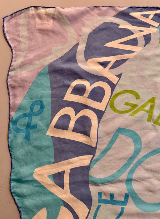 Dolce & Gabbana foulard sciarpa in seta multicolore azzurro 2000 ca