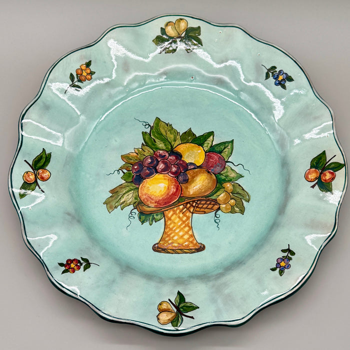 Piatto vassoio ceramica decorato vaso frutta Santa Lucia Dino Rofi Siena 1960 ca