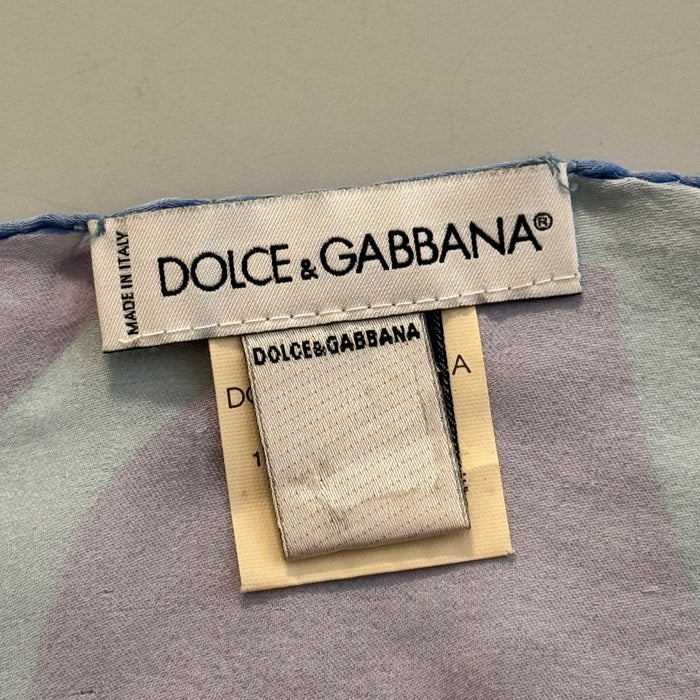 Dolce & Gabbana foulard sciarpa in seta multicolore azzurro 2000 ca