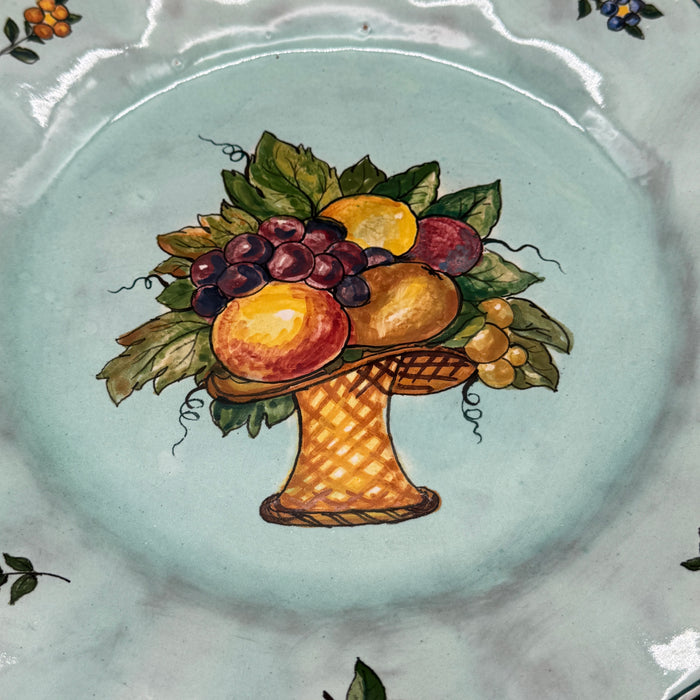 Piatto vassoio ceramica decorato vaso frutta Santa Lucia Dino Rofi Siena 1960 ca
