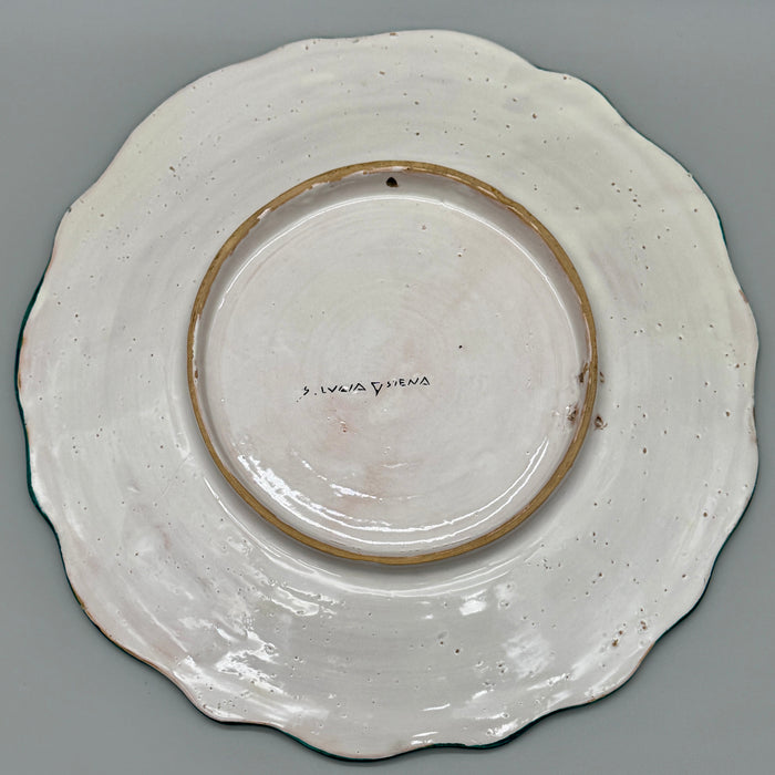 Piatto vassoio ceramica decorato vaso frutta Santa Lucia Dino Rofi Siena 1960 ca