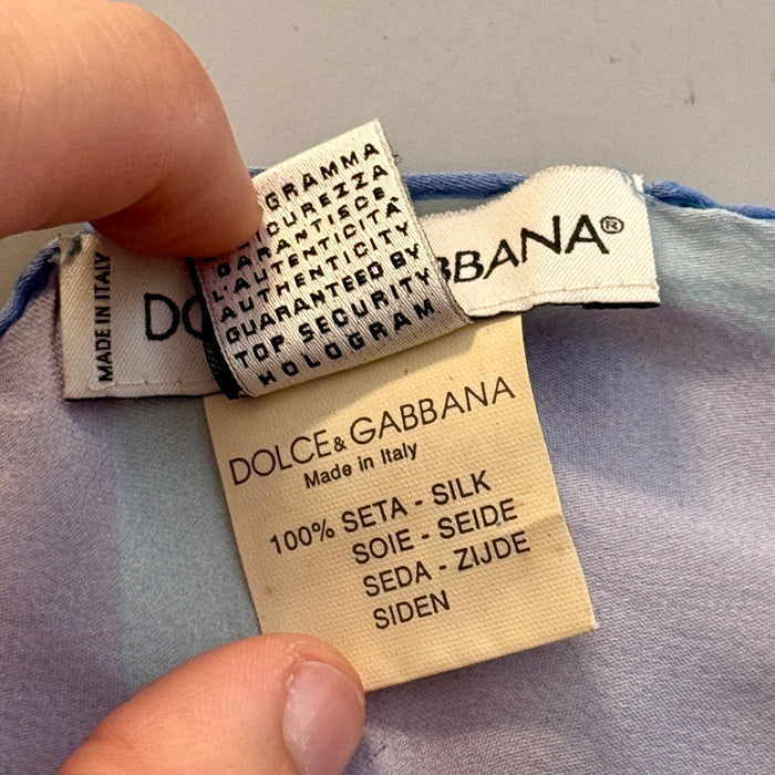 Dolce & Gabbana foulard sciarpa in seta multicolore azzurro 2000 ca