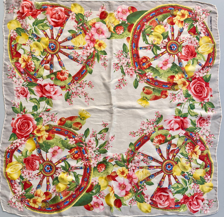 Dolce & Gabbana foulard sciarpa in seta multicolore carretti Siciliani 2000 ca