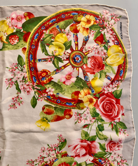 Dolce & Gabbana foulard sciarpa in seta multicolore carretti Siciliani 2000 ca