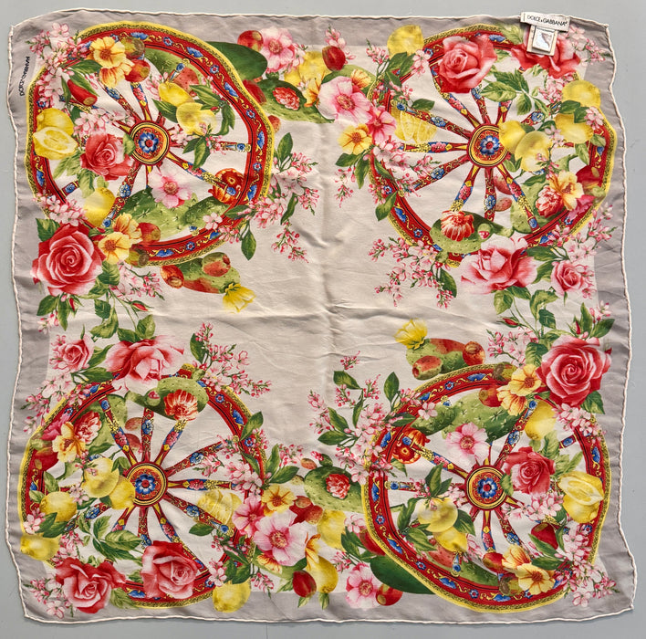 Dolce & Gabbana foulard sciarpa in seta multicolore carretti Siciliani 2000 ca