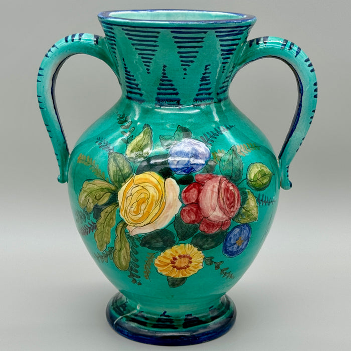 Vaso anfora decori floreali ceramica Santa Lucia Dino Rofi Siena 1960 ca
