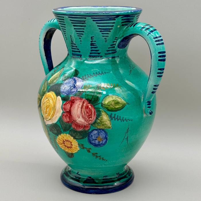 Vaso anfora decori floreali ceramica Santa Lucia Dino Rofi Siena 1960 ca