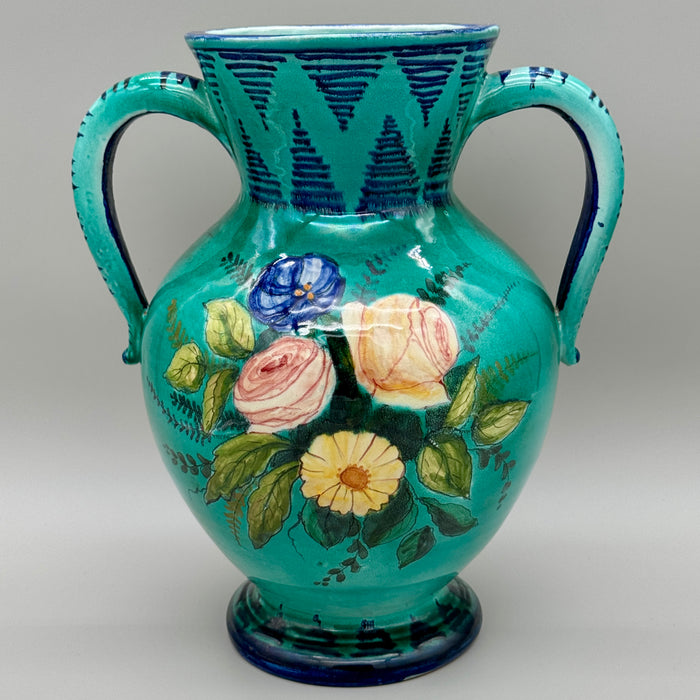 Vaso anfora decori floreali ceramica Santa Lucia Dino Rofi Siena 1960 ca